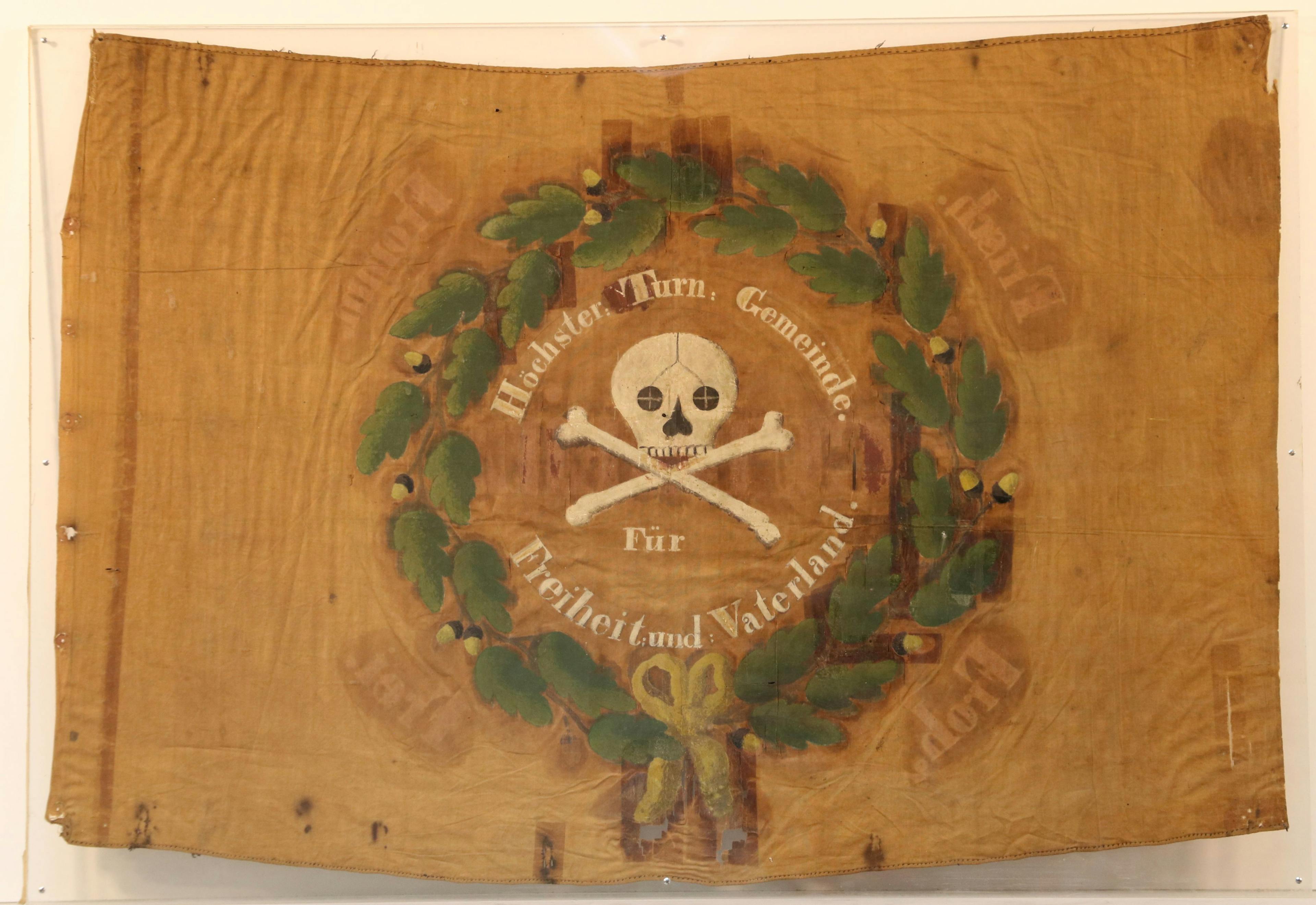 Die erste Fahne des Vereins von 1847 mit Totenkopf.