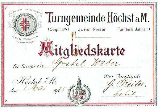 Mitgliedskarte von 1925