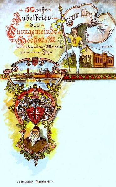 Sonderpostkarte zur Weihe einer neuen Fahne zum 50-jährigen Jubiläum 1897